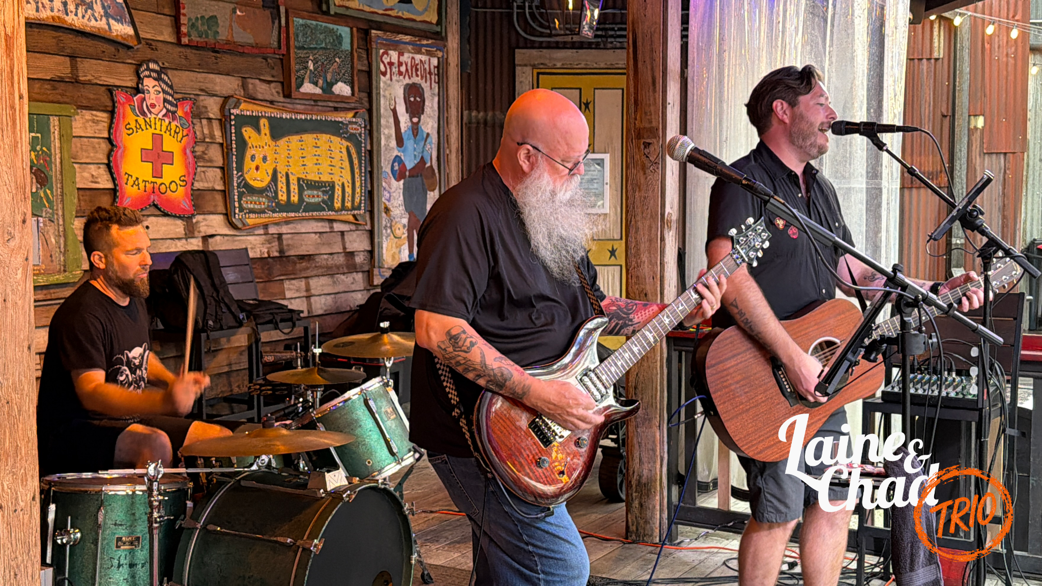 Laine & Chad performing as an acoustic-driven rock trio